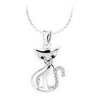 JSB Bijoux Cat with Swarovski® Crystal Stones (White) - Necklace