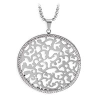 JSB Bijoux Steel Necklace Carved Heart with Swarovski® Crystal Stones - Necklace