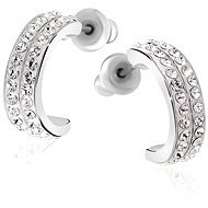 JSB Bijoux Creole with Swarovski® Crystal Stones (Semicircles, White) - Earrings