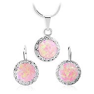 JSB Bijoux Silver Set, Opals with Rosa Decorated with Swarovski® Crystals  (925/1000; - Jewellery Gift Set