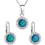 EVOLUTION GROUP 39160.1 Green Synth. Opal Set Decorated with Swarovski® Crystals (925/1000, 2g) - Jewellery Gift Set