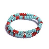 LAVALIERE Men&#39;s Bead Bracelet Bracelet - Blue Turquoise, Red Coral - 454973-SL - Bracelet