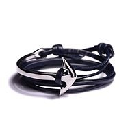 LAVALIERE Men&#39;s bracelet with anchor - blue leather cord, anchor - 454051-BZ - Bracelet