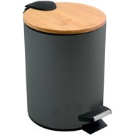 Spirella pedal bin Adonis, dark grey, steel, bamboo lid, 5 l - Rubbish Bin