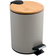 Spirella pedal bin Adonis, grey-brown, steel, bamboo lid, 3 l - Rubbish Bin