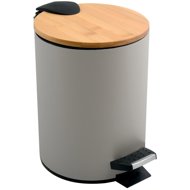 Spirella pedal bin Adonis, grey-brown steel, bamboo lid, 5 l - Rubbish Bin