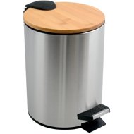 Spirella Adonis pedal bin, brushed steel, bamboo lid, 3 l - Rubbish Bin