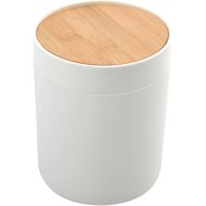 Spirella tipping basket Alais, white plastic, with bamboo lid, 2,5 l - Rubbish Bin