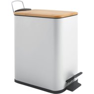 Spirella pedal bin Erik, white, steel, bamboo lid, 5 l - Rubbish Bin