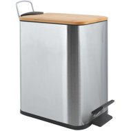 Spirella pedal bin Erik, brushed stainless steel, bamboo lid 5 L - Rubbish Bin