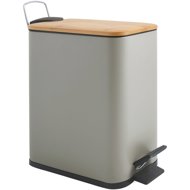 Spirella pedal bin Erik, grey-brown, steel, bamboo lid, 5 l - Rubbish Bin