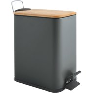 Spirella pedal bin Erik, dark grey, steel, with bamboo lid, 5 l - Rubbish Bin