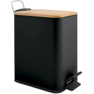Spirella pedal bin Erik, matt black, steel, bamboo lid, 5 l - Rubbish Bin