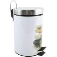 MSV pedal bin Fleurs, steel with natural motif Stone, 3 l - Rubbish Bin
