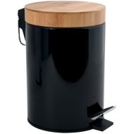 MSV pedal bin Aza, black, steel, bamboo lid, 3 l - Rubbish Bin