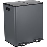 Spirella pedal waste bin Aliya, matt grey, steel, 2 × 20 l - Rubbish Bin