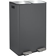 Spirella pedal waste bin Aliya, matt grey, steel, 2 × 30 l - Rubbish Bin