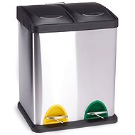 MSV pedal bin for separated waste Tri Selectif, brushed stainless steel, 2 × 8 l - Rubbish Bin