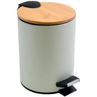 Spirella pedal bin Adonis, matt white, steel, bamboo lid, 3 l - Rubbish Bin