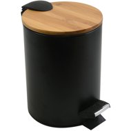 Spirella pedal bin Adonis, matt black, steel, bamboo lid, 5 l - Rubbish Bin