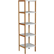 MSV Bamboo shelf Regie, 5 shelves, white, 85 cm - Shelving Unit
