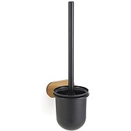MSV Wall-mounted toilet brush YONO, with steel container, black, bamboo - Toilet Brush