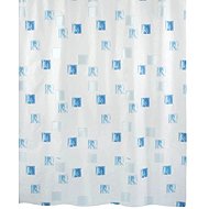Spirella shower curtain MILANO, square motif, white-blue, 180 × 200 cm, polyester - Shower Curtain