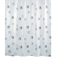 Spirella shower curtain MILANO, square motif, white-silver, 180 × 200 cm, polyester - Shower Curtain