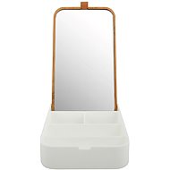 Spirella mirror with jewellery box Alais, 22 × 13 × 23 cm, white, plastic, bamboo - Makeup Mirror