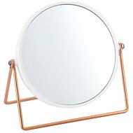MSV cosmetic magnifying mirror Pretty, white, plastic, copper stand - Makeup Mirror