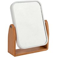 MSV cosmetic magnifying mirror Oslo, white, plastic, wooden stand - Makeup Mirror