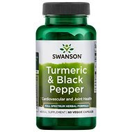 Swanson Turmeric & Black Pepper (Kurkuma a čierne korenie), 60 rastlinných kapsúl - Doplnok stravy