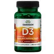 Swanson Vitamin D3, 5000 IU, Higher potency, 250 softgel capsules - Vitamin D3