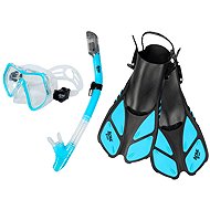 ACRA Snorkelling set 3in1, light blue, L/XL, fins size 42-47, mask, snorkel - Diving Set