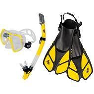 ACRA Snorkelling set 3in1, yellow, L/XL, fins size 42-47, mask, snorkel - Diving Set