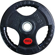 KUBIsport Replacement rubberized disc with grips 15 kg - diameter 50 mm - Gym Weight