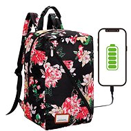 MG Bcross backpack with built-in USB cable 20 l, pink flowers - Backpack
