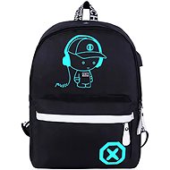 Verk 27137 Smart luminous unisex backpack with USB, pencil case, lock, 19 l, black - Children's Backpack