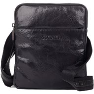 Segali Men's leather shoulder bag 9091, black - Shoulder Bag