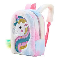 Excellent furry/plush, rainbow - Unicorn - Children's Backpack
