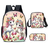 Excellent School set 3 pcs beige - Unicorns - School Set