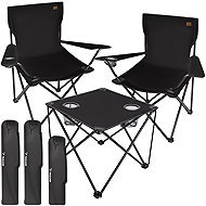 Trizand 25468 Fishing table and chairs, 3-piece set, black - Camping Armchair