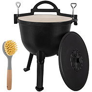 Kaminer 27376 Cast Iron Dutch Oven, Enamelled, 10L, with Stand - Camping Pot