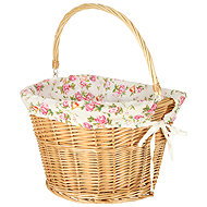 KIK KX4337 Front wicker bike basket with click attachment, floral insert - Bike Basket