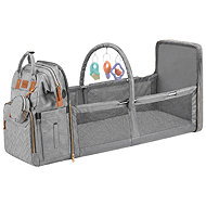 Verk 27815 Multifunkční batoh pro maminky s cestovní postýlkou, USB port, šedý - Backpack