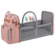 Verk 27815 Multifunctional backpack for moms with travel cot, USB port, pink - Backpack