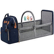 Verk 27815 Multifunkční batoh pro maminky s cestovní postýlkou, USB port, modrý - Backpack
