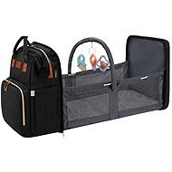 Verk 27815 Multifunkční batoh pro maminky s cestovní postýlkou, USB port, černý - Backpack
