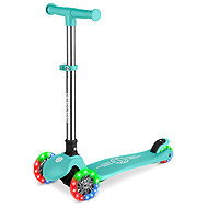 Ricokids 765700 Tříkolová balanční koloběžka s LED kolečky Glow, tyrkysová - Children's Scooter