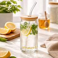 Allnature Glass with straw 480ml - Glass